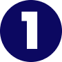 Círculo com o número 1 representando a etapa 1 de planejamento na criação dos sites