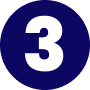 Círculo com o número 3 representando a etapa três de desenvolvimento na criação dos sites